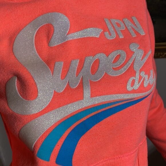SUPERDRY Vintage Logo Limited Edition Neon Sparkle Hoodie 80’s Retro Style - Picture 5 of 15